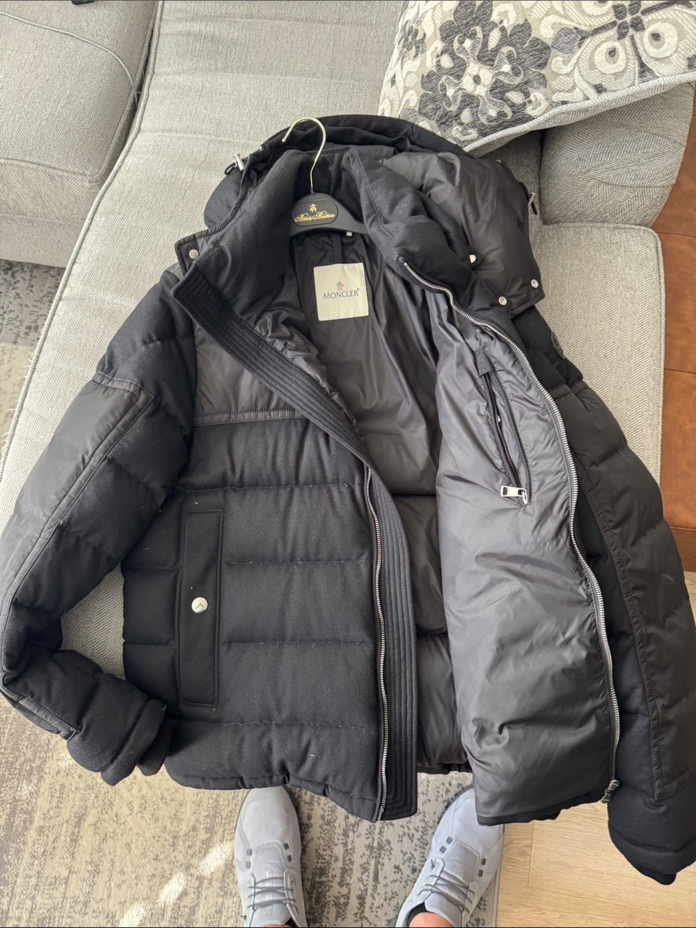 Moncler Black Men's Quilted Down Puffer Jacket with Hood